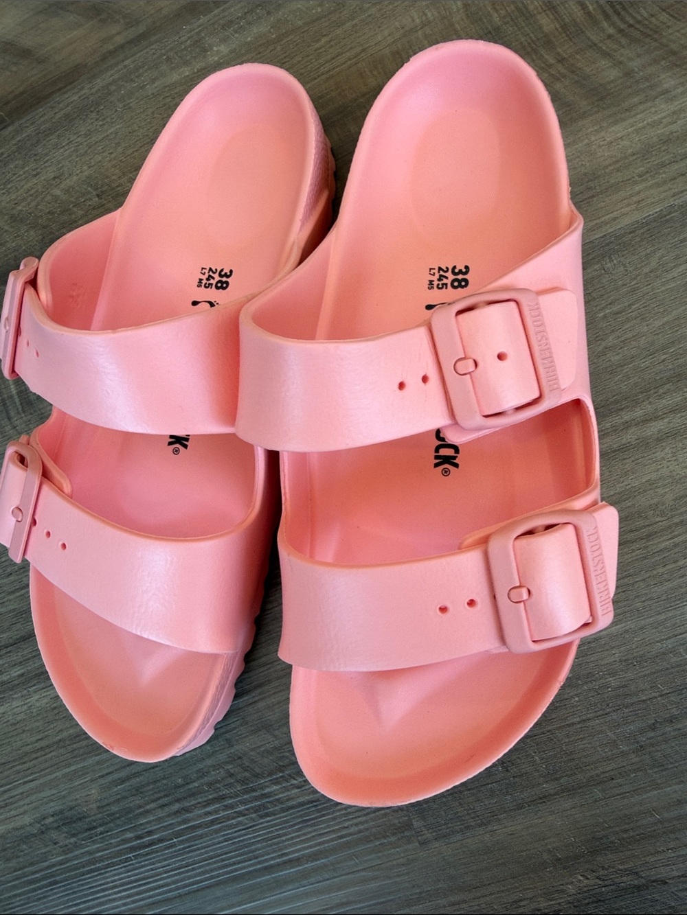 Birkenstock Women’s Coral Pink Two-Strap EVA Sandals - Picture 4 of 6